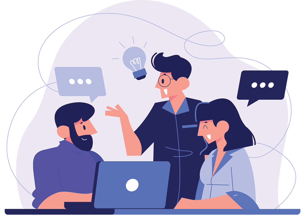 Equipe colaborando em um ambiente moderno